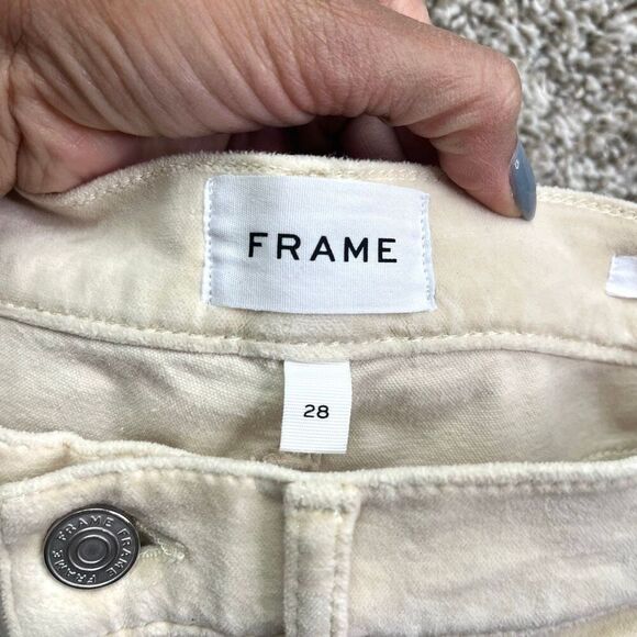 Frame Pants Women’s 28 Ivory Cream Velveteen Le High Flare - Picture 7 of 9